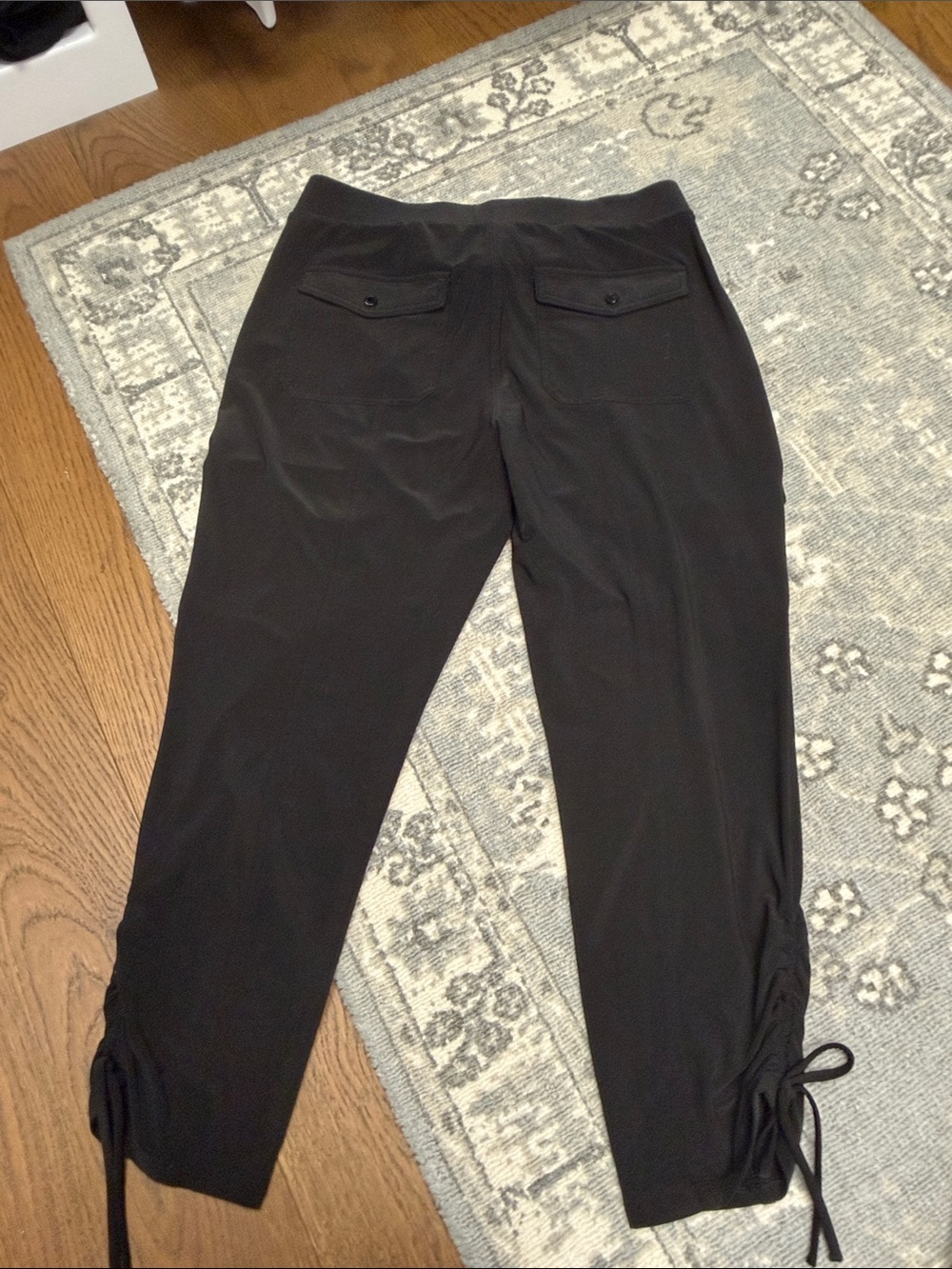 White House Black Market Black Cargo-Style Drawstring Track Pants - Picture 5 of 14